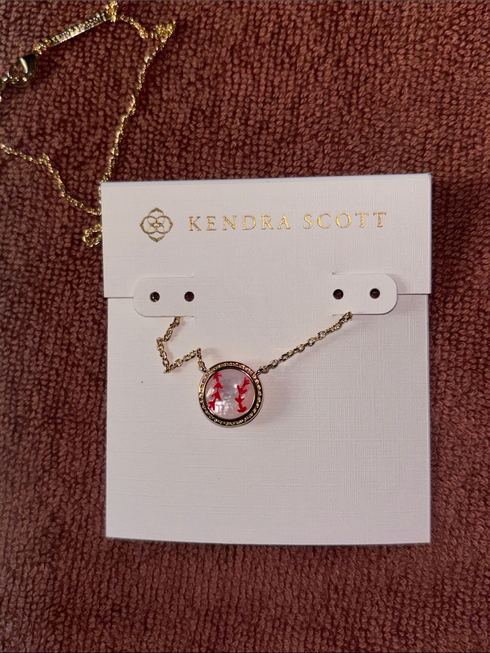 Kendra Scott Gold Necklace with Baseball Pendant